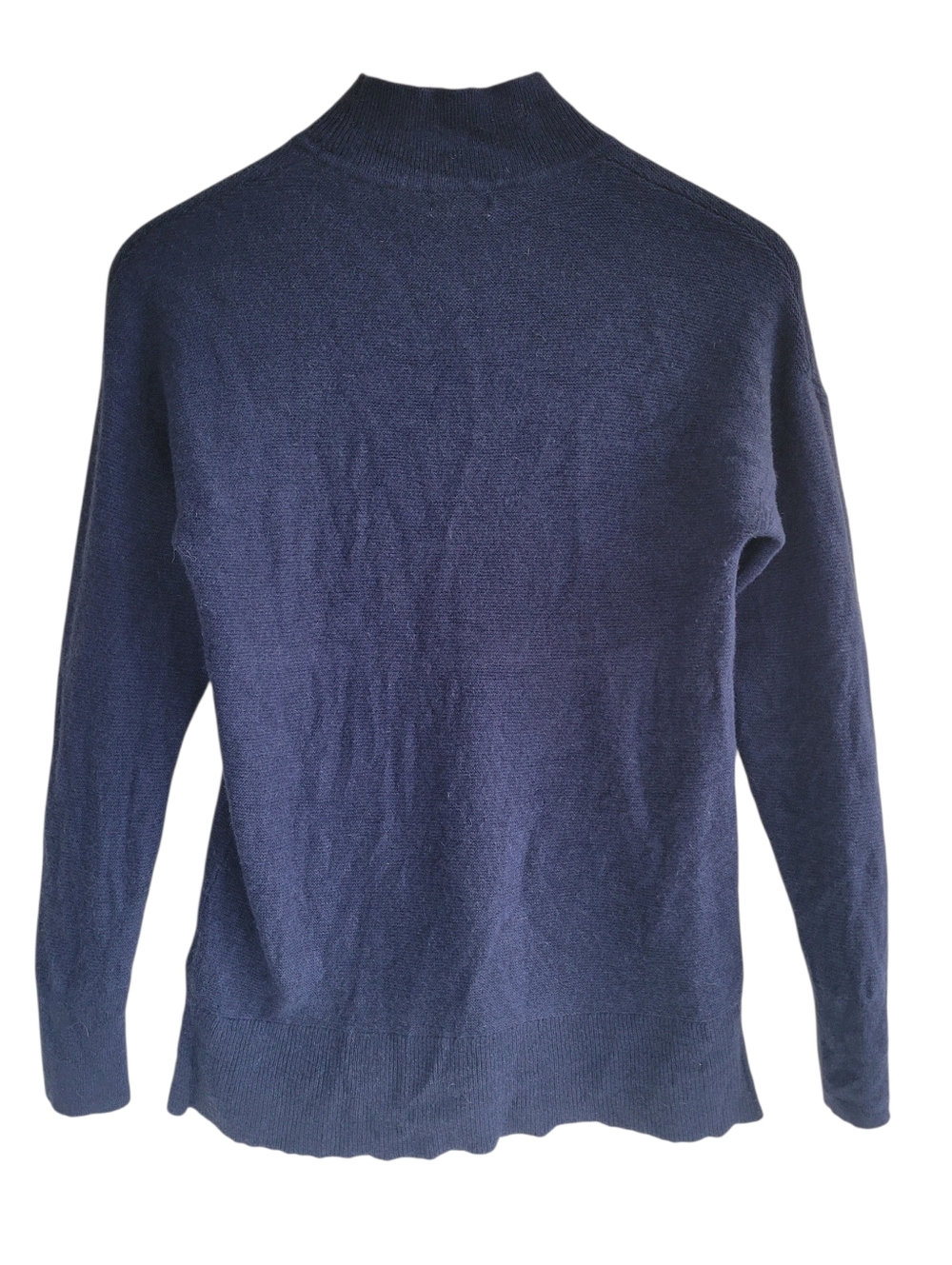 L.L. Bean 100% Recycled Cashmere Mock Neck Navy Turtleneck Sweater Womens Small - Picture 2 of 6